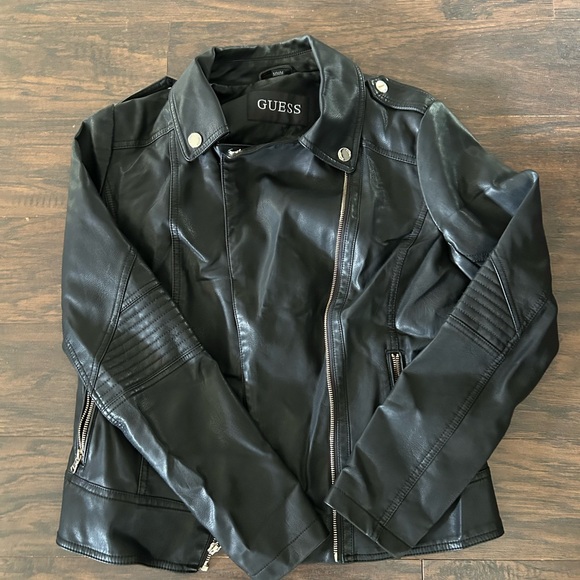 Guess Black Leather Jacket - Picture 1 of 1